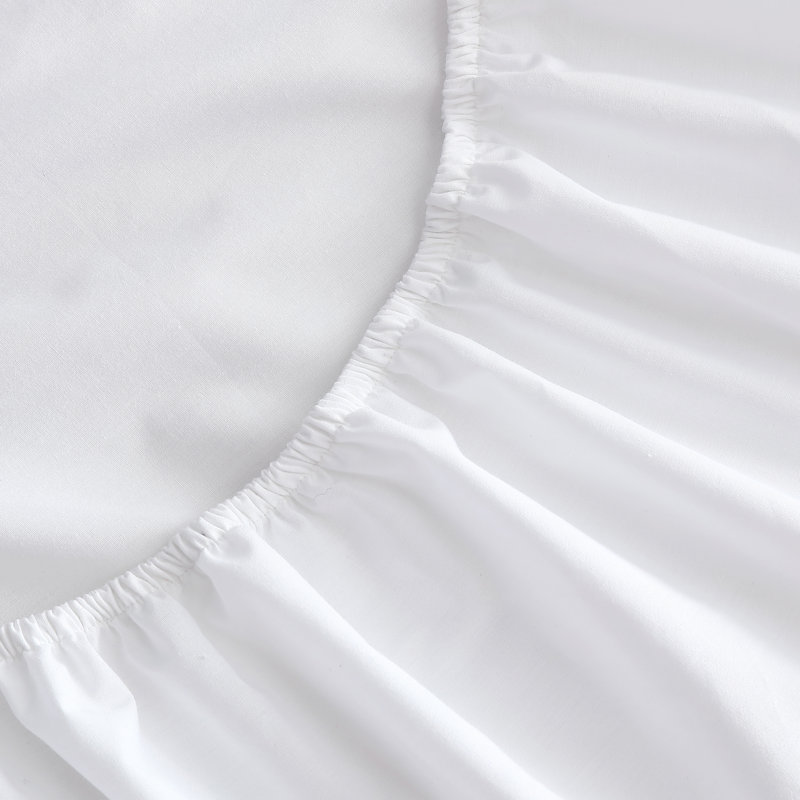 Twin Solid White Cotton Percale Deep Pocket Fitted Sheet