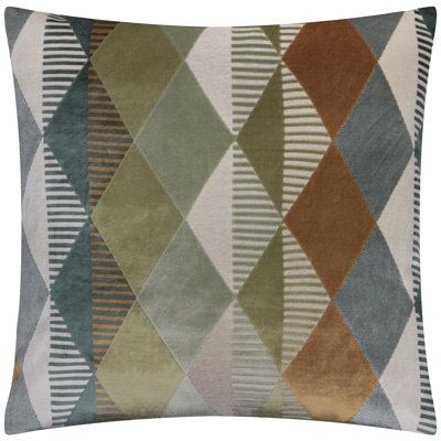 Metro Harlequin Geometric Green Square Cushion Cover