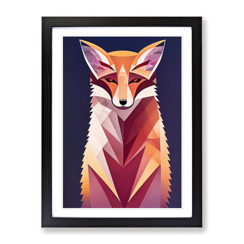 FRM-V0523-1044X Fox Unique Abstract Vol.2 - Single Picture Frame Print, 34cm H x 25cm W x 2cm D, Walnut Framed