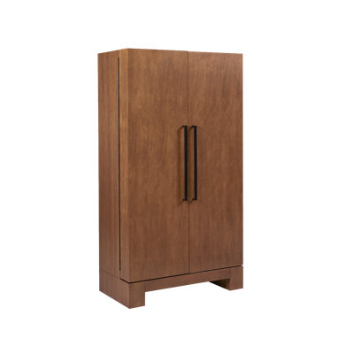 American Heritage Alta Wine & Spirit Cabinet - Brushed Walnut Finish with Glass Racks, Locking Storage & Ample Drawer Space by American Heritage