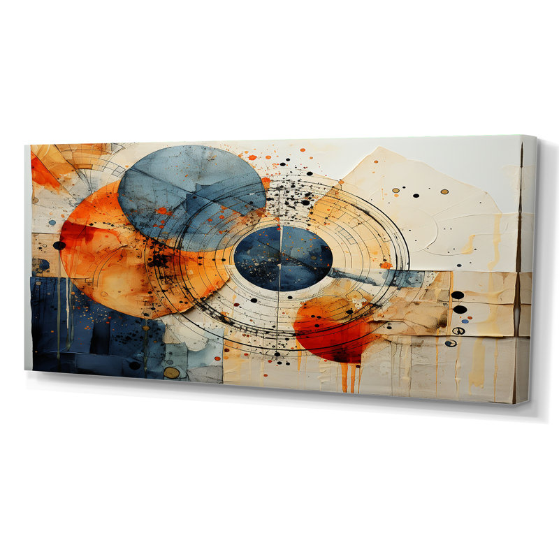 Mixed Media - Abstract Spirals Wall Art, Wrapped Canvas, 28" H x 60" W x 1.5" D