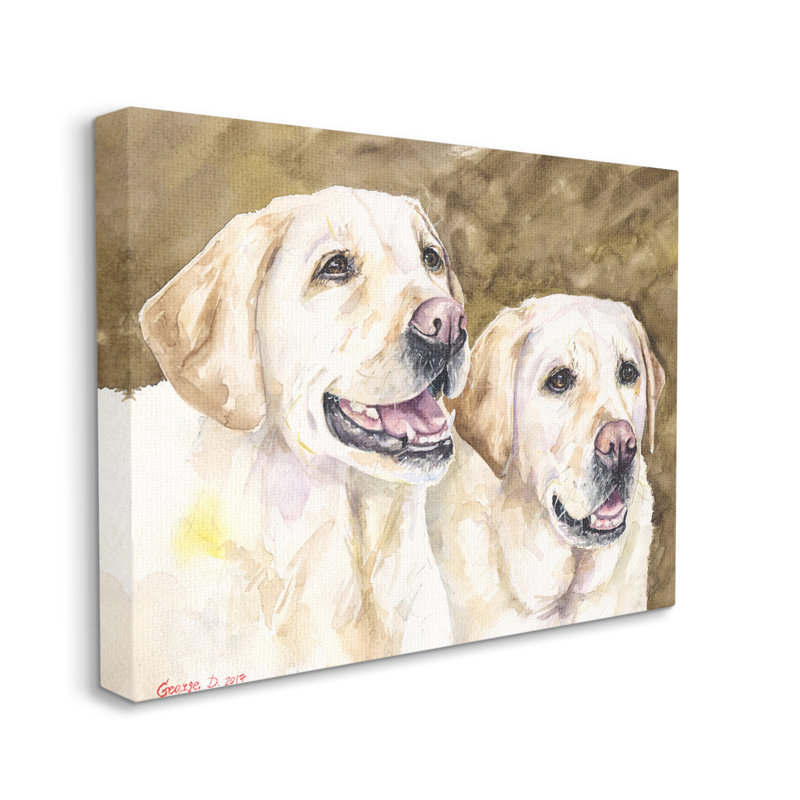 Chiens du Labrador jaunes se reposant, Toile tendue, H 30 po x l 40 po