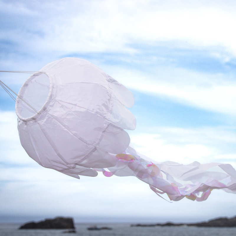 Iridescent Jellyfish 3D Windsock, 44" H x 12" W, White