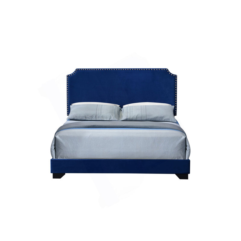 Grand lit en velours bleu Haemon