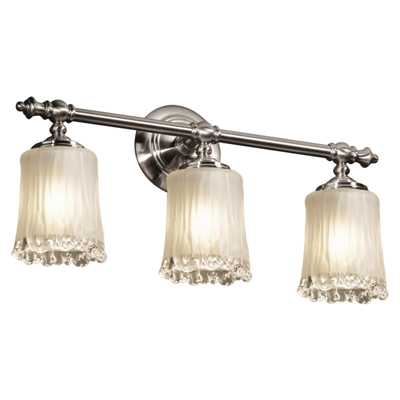 Leroux 3 - Light Bath Bar, Brushed Nickel, White Frosted