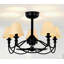 Ventilateur de plafond 28 "à 5 lumières 28" noir sable avec télécommande Beige-1879210456