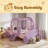 Twin Size Princess Carriage Bed With Crown,Wood Platform Car Bed With Stair-28930180