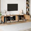 180cm Black Brown Particle Board TV Stand for 80" TV, 3 Open Storage Compartments