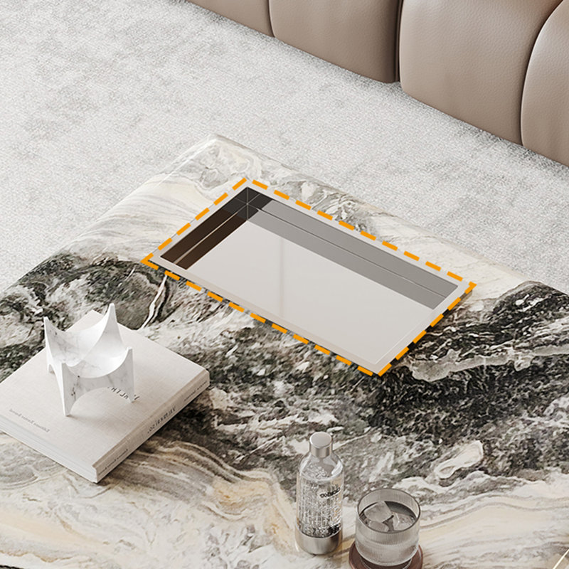 Minimalist marble high-end coffee table, 12.59" H x 39.37" L x 39.37" W