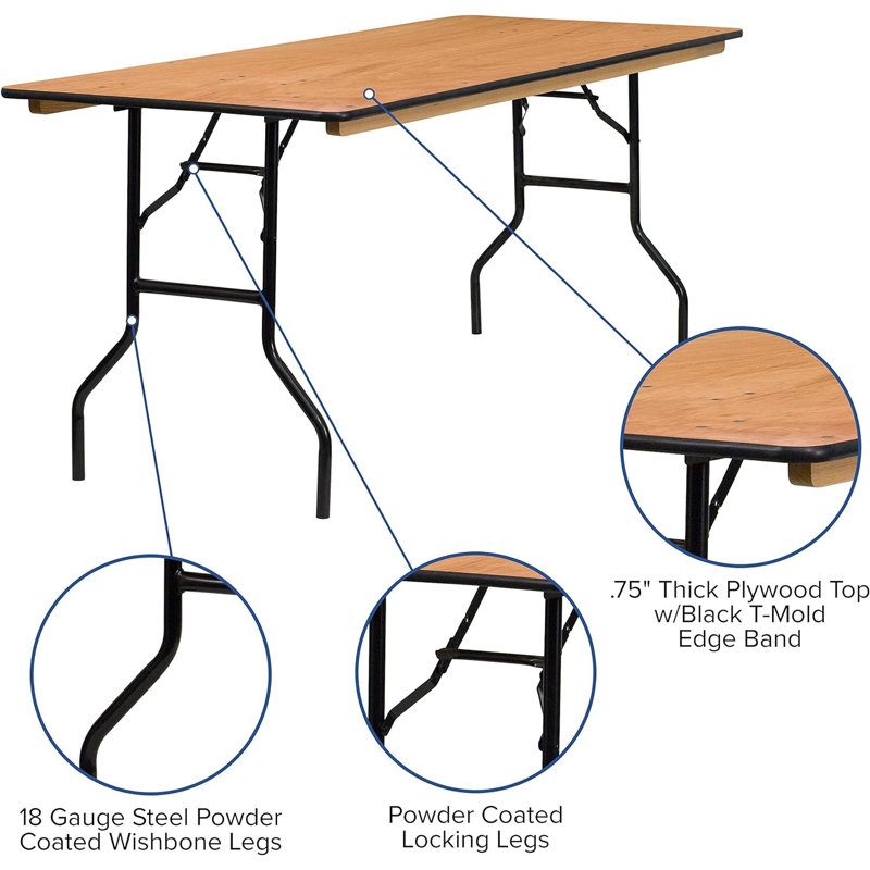 Wood Folding Training And Event Table,Folding Table With Smooth Clear Coated Finished Top