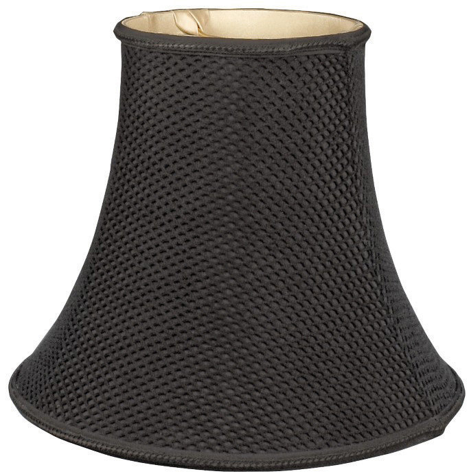 Abat-jour cloche en soie / shantung (araignée), Noir, H 11,5 po x l 14 po x P 14 po