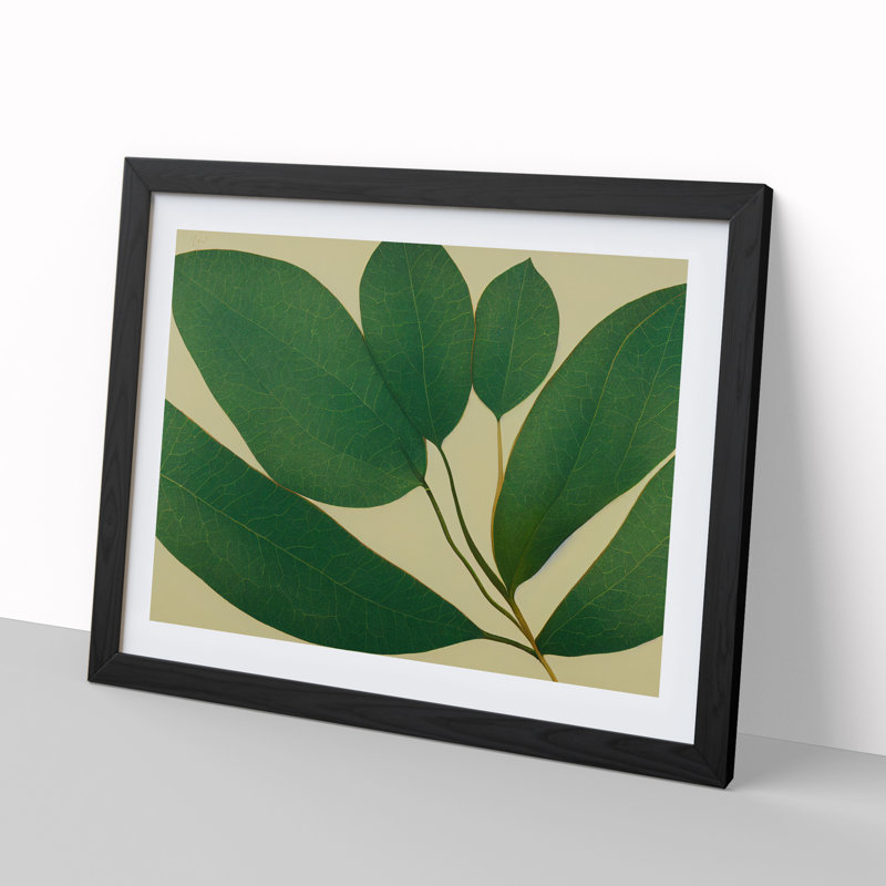 Picturesque Leaf - Single Picture Frame Print, Black Framed, 46cm H x 64cm W x 2cm D