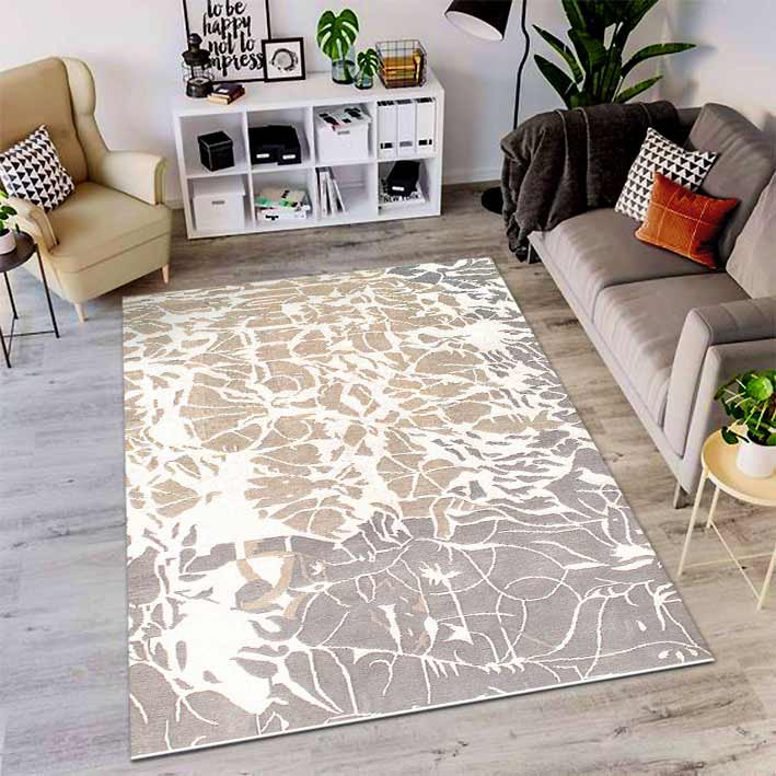 Abstract Area Rug in Beige/Gray