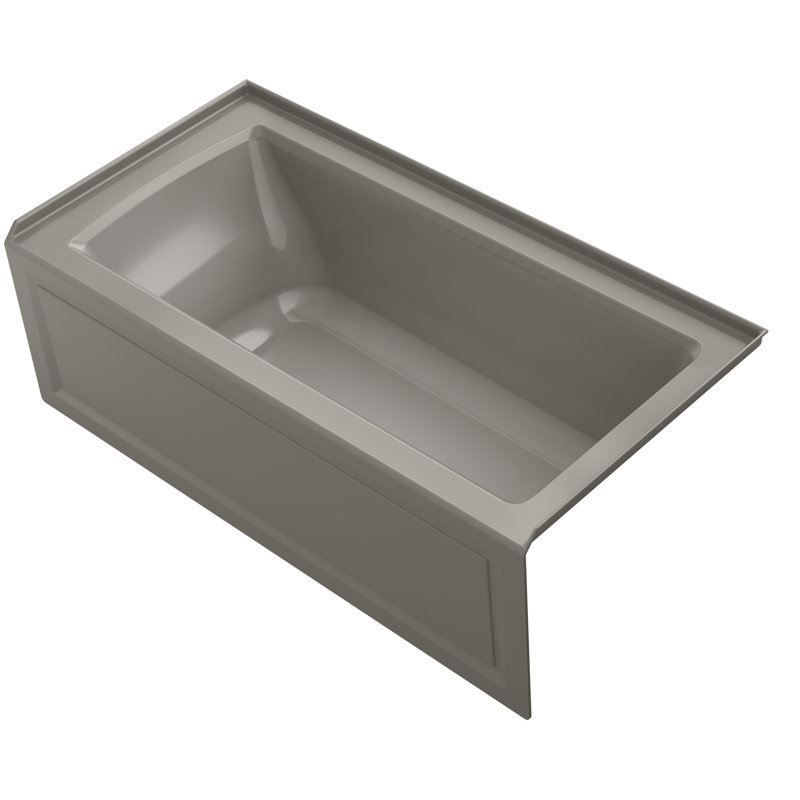 Archer VibrAcoustic Integral Apron Bath with Bask Heated Surface, Tile Flange, Cachemire, Gauche