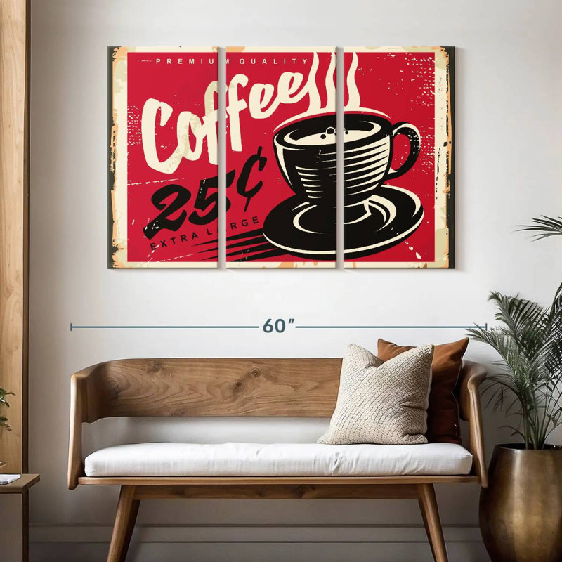 Vieille affiche murale café, H 32 po x l 50 po