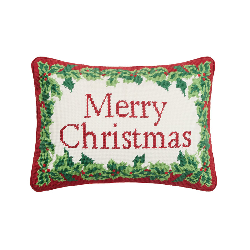 Oreiller brodé Merry Christmas, Rectangle H 10 po x l 14 po