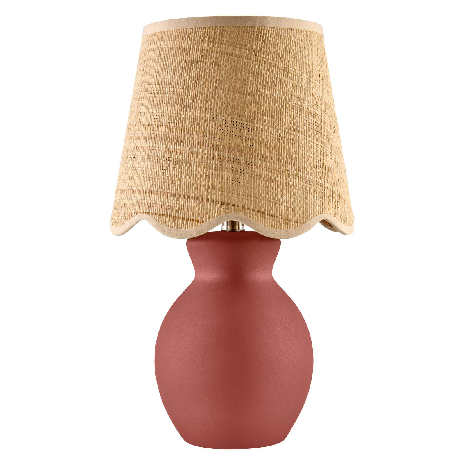 Momsen Scallop Shade Matte Lamp, Red, Natural, 15"H x 8"W x 8"D