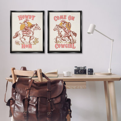  "Pastel Cowgirl", ensemble de 2 toiles flottantes encadrées par Victoria Barnes