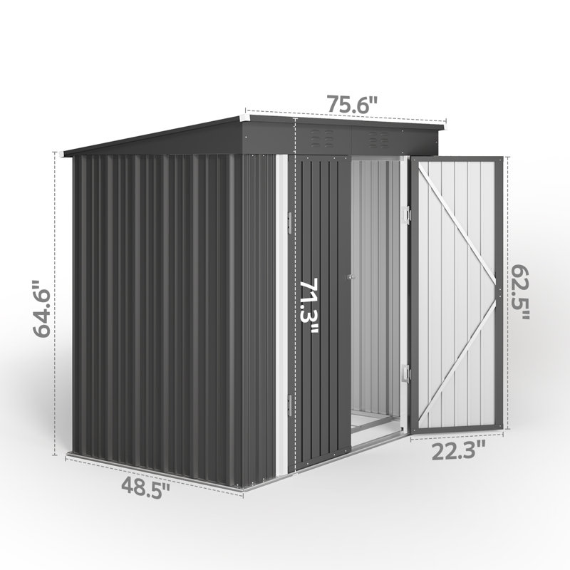 6 ft. W x 4 ft. D Vertical Storage Shed, Gray