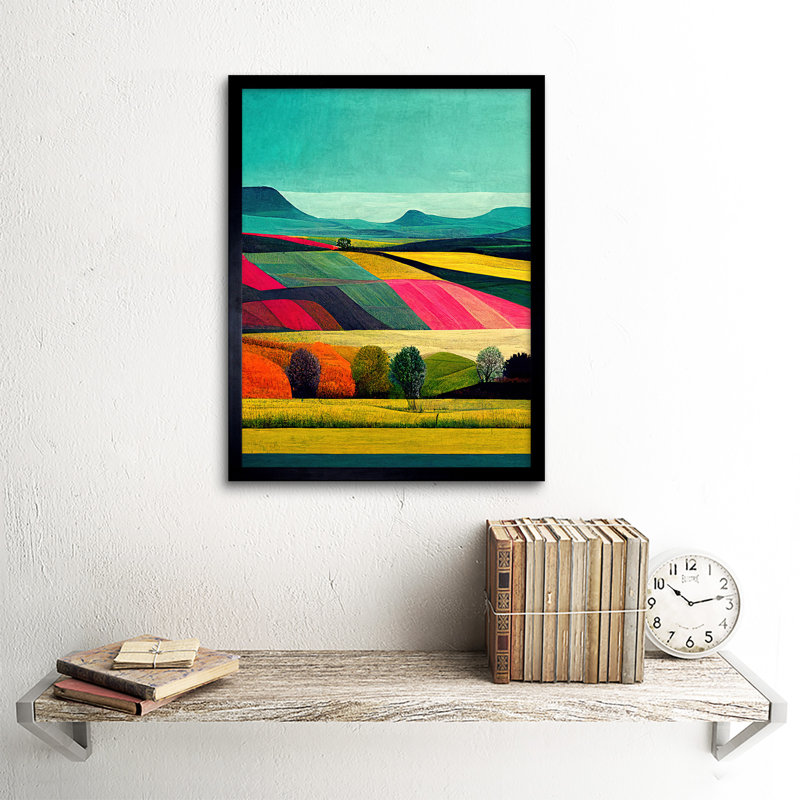 Colourful Bright Countryside Landscape - Single Picture Frame Print