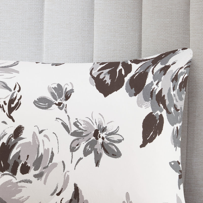 Black and White Floral Twin Microfiber Comforter Set
