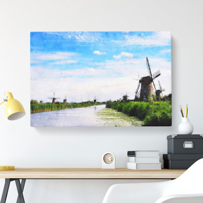 Windmills In Holland - Wrapped Canvas Print