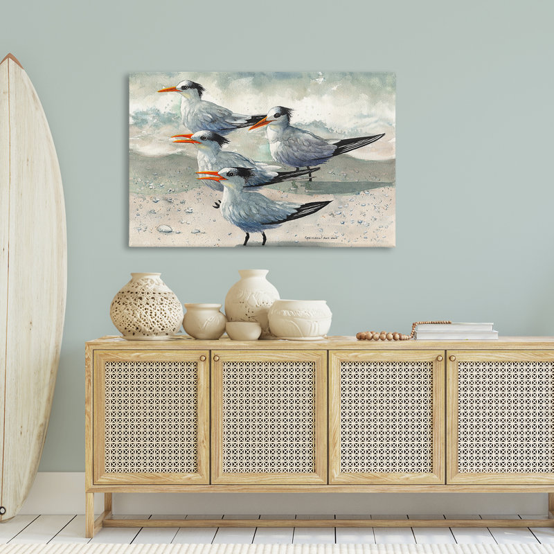 «Birds on Sandy Beach» par Christine Reichow, H 20 po x l 30 po x P 1,5 po