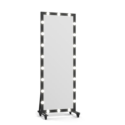 Full-Length Mirror With Light, Full-Length Dressing Mirror, 3 Color Modes, Suitable For Dressing Rooms And Bedrooms, Wall-Mounted, Touch Control, Black