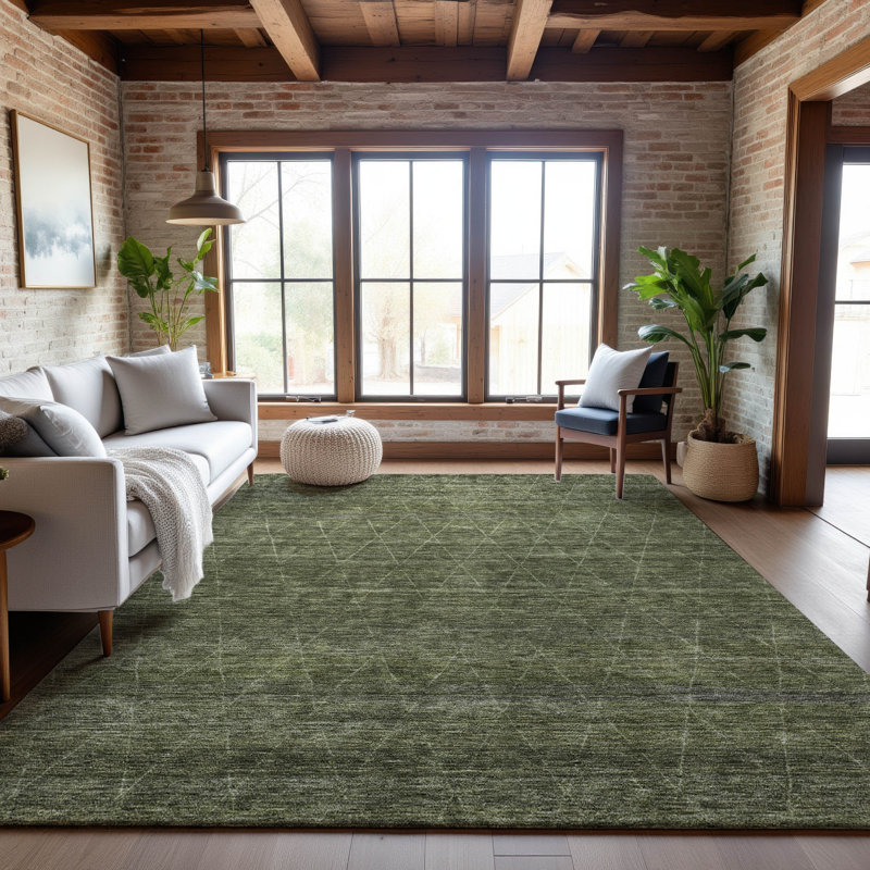 Premium Machine Washable Kent AMF1165 Geometric Rug, Rectangle 3' x 5'