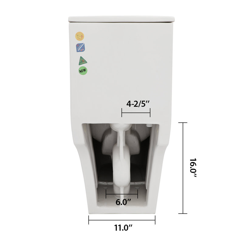 Sarlai 1.6 Gallons GPF Elongated Comfort Height Floor Mounted One-Piece Toilet (Seat Included)