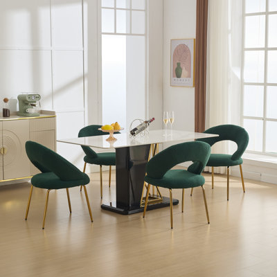 Chaise de salle à manger confortable en tissu avec conception ergonomique et pieds en métal robustes