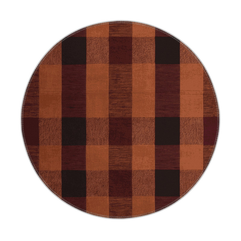 Tapis intérieur / extérieur noir à carreaux, Rond 5 pi