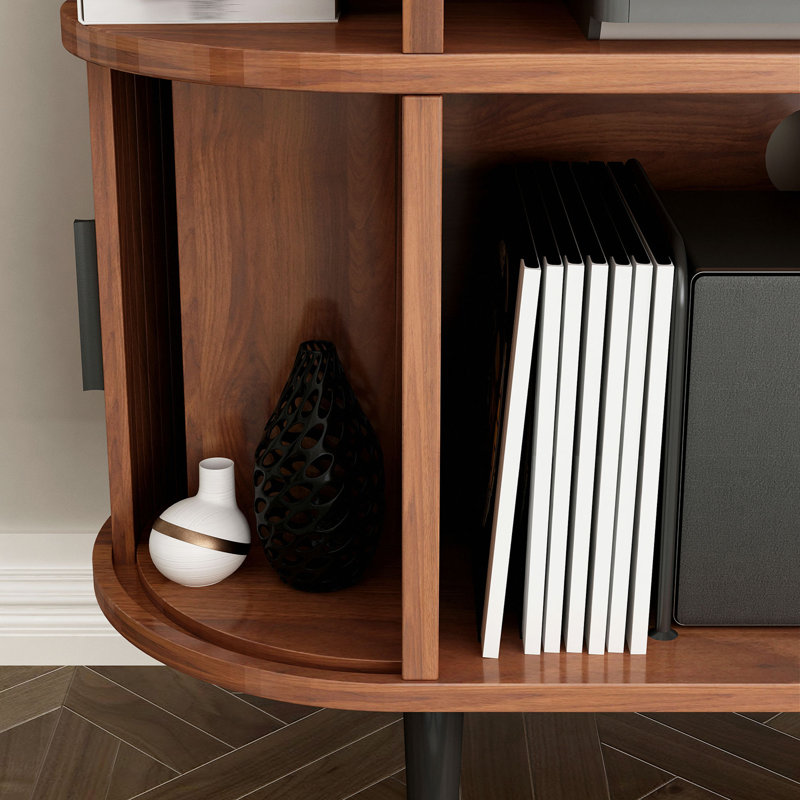 Grand support de tourne-disque rond avec station de charge et ports USB, support de tourne-disque pour armoire de rangement pour salon