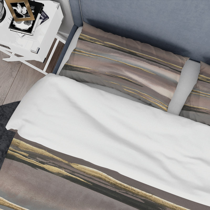Glamour Morning Fog I - Ensemble de housse de couette Modern Glam - Microfibre de polyester