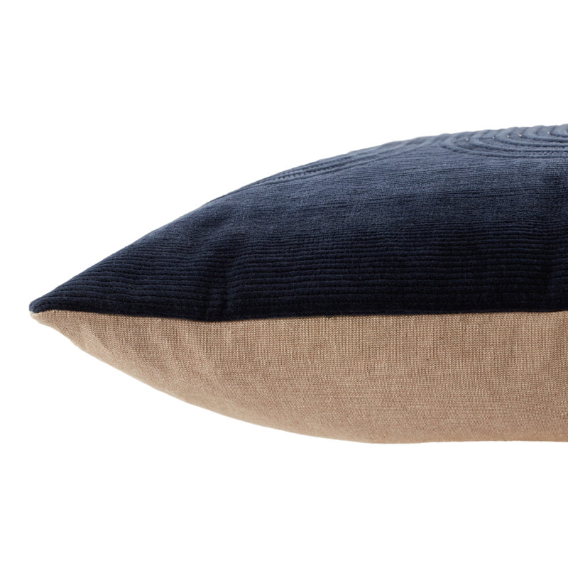 Ramona Square Cotton Pillow Cover & Insert, Mood Indigo/Silver/Ensign Blue, Down