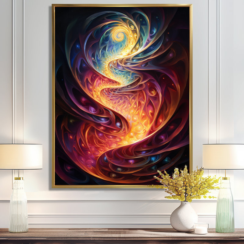 Spiral Stairs Path - Waves, art mural, Cadre flottant doré, H 20 po x l 12 po