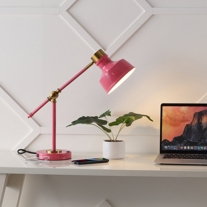 Lampe de bureau Knollwood, Rose / laiton doré, Rose