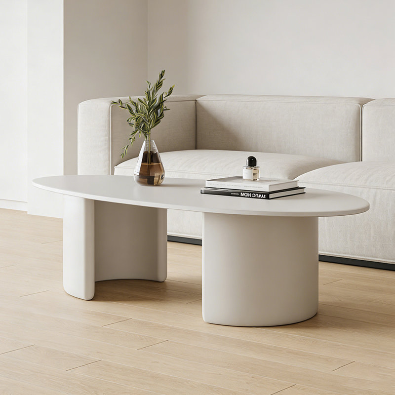 Table basse Modern Simplicity avec base en métal, Blanc, H 15,74 po x L 51,18 po x l 27,55 po, Blanc