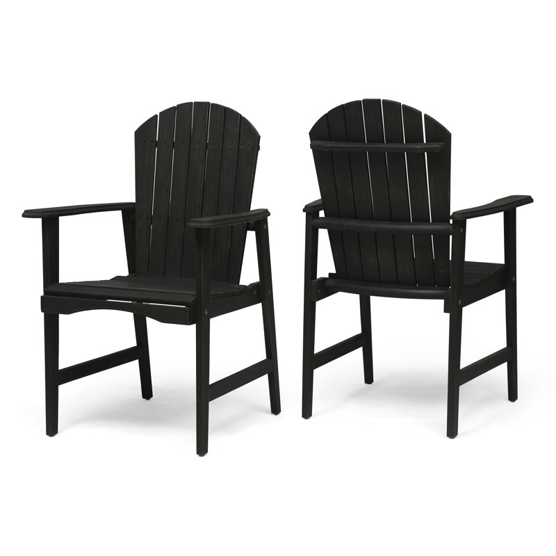 Chaises de salle à manger d'extérieur résistantes aux intempéries en bois d'acacia Adirondack (ensemble de 2) pour une assise durable et confortable
