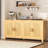 71-inch Sideboard Buffet Cabinet with 4 Fluted Doors, Adjustable Shelves & Cable Management, Light Oak