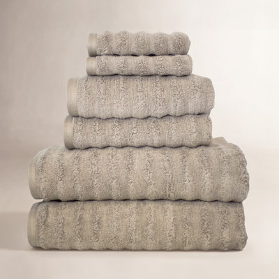 Spa 6-Piece Wavy Combed Cotton Towel Set