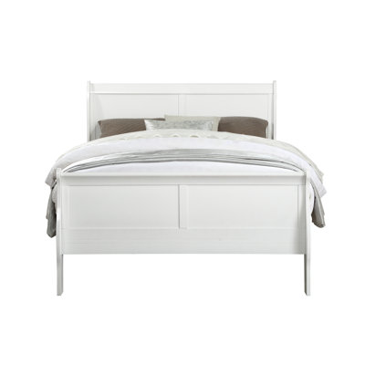 Timeless White Finish E. King Bed With Stable Support And Sleek Headboard Stunning Eastern In Robust Construction Charming Details