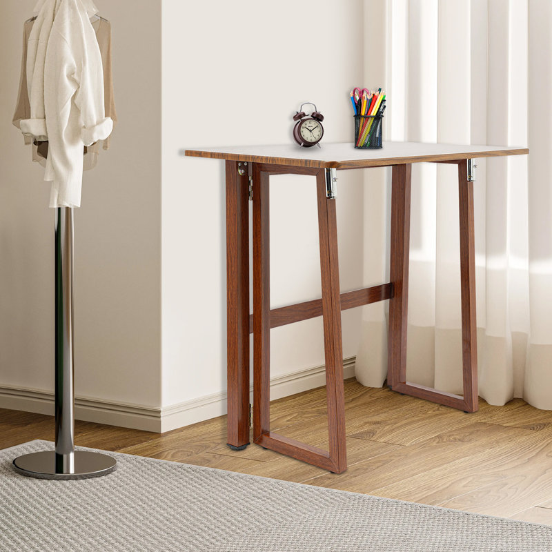 Table pliante en bois 31,5 po, Noyer, H 29,52 po x l 31,5 po x P 19,29 po