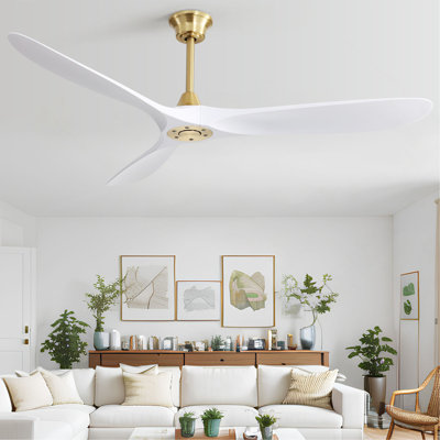 Ventilateur de plafond intelligent moderne en ABS de 60 pouces avec moteur à courant continu réversible à télécommande 6 vitesses pour chambre à coucher