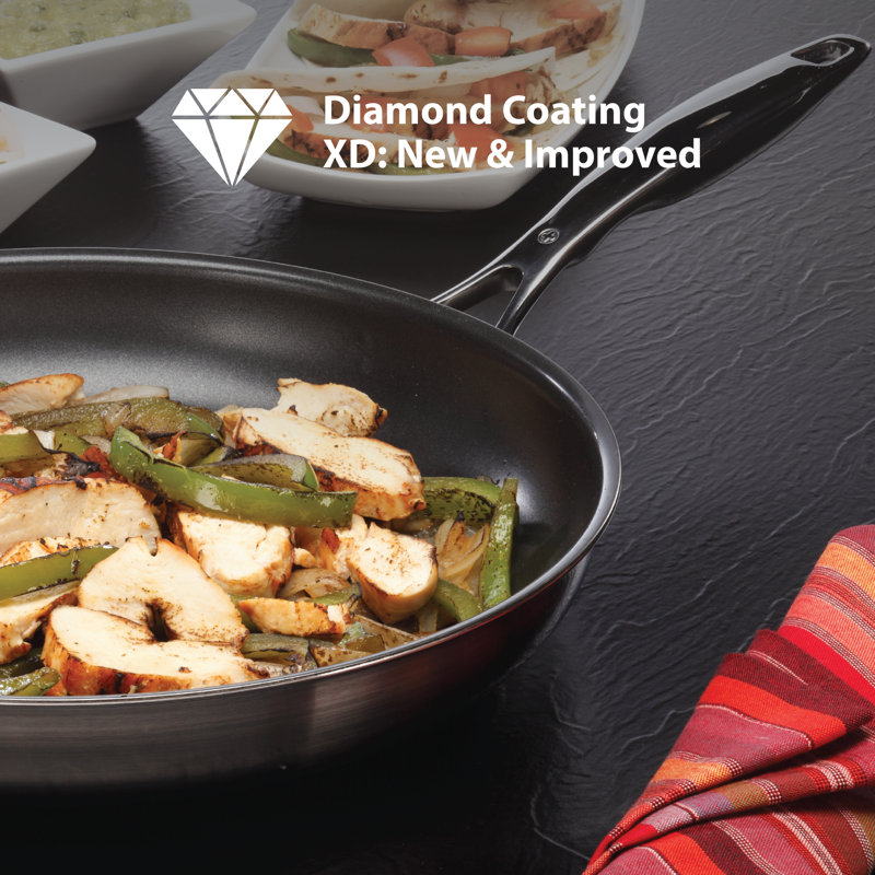 Prestige Non Stick Stainless Steel Saute Pan with Lid, 4.2 Qt