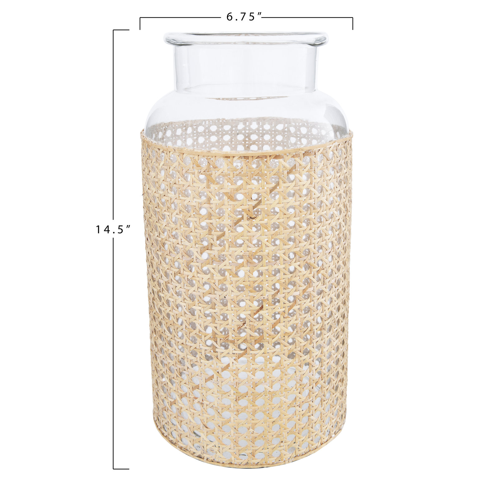 Fogel Glass Table Vase, 14.5" H x 6.75" W x 6.75" D, Beige