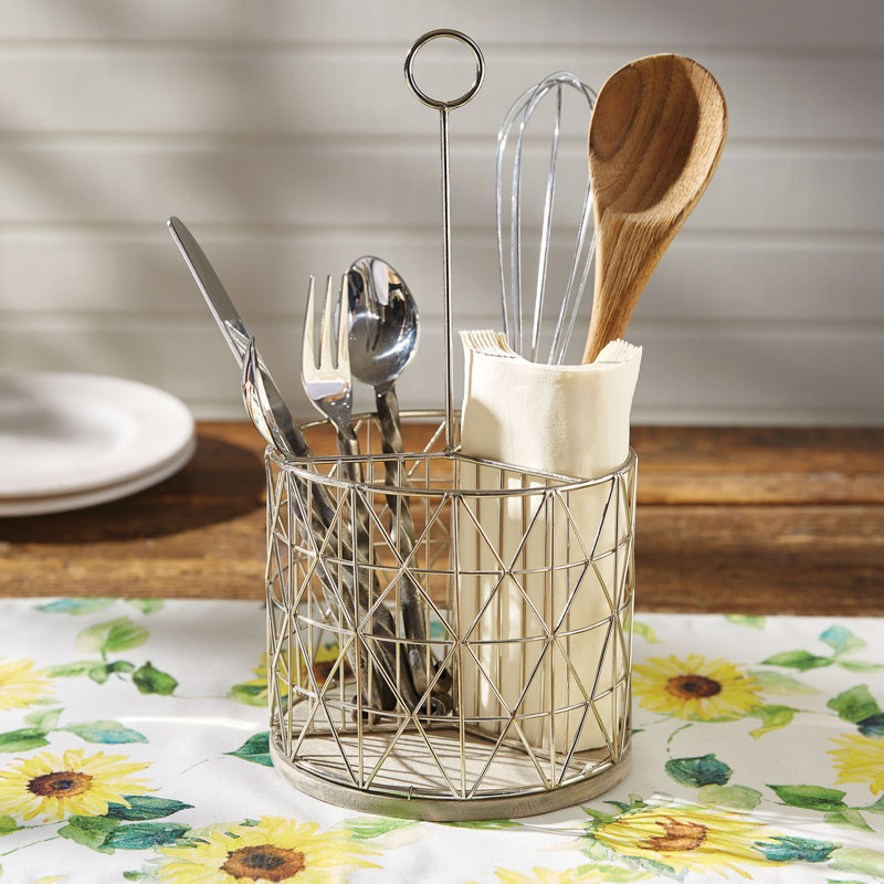 Metal Round Flatware Caddy