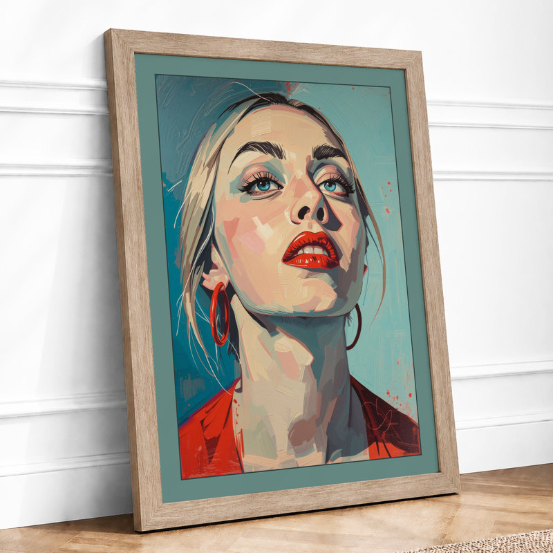 Woman in Red Modern - Framed Print, Oak, A3 - 42.0 x 29.7 cm
