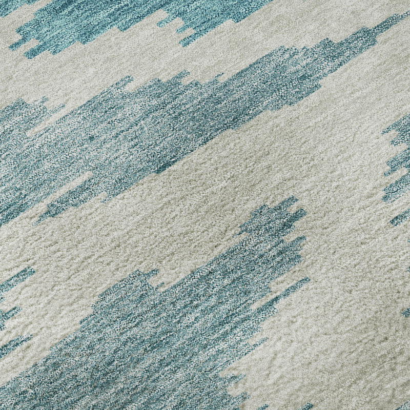 Tapis bleu sarcelle lavable à la machine Premium Lisse, Rond 8 pi