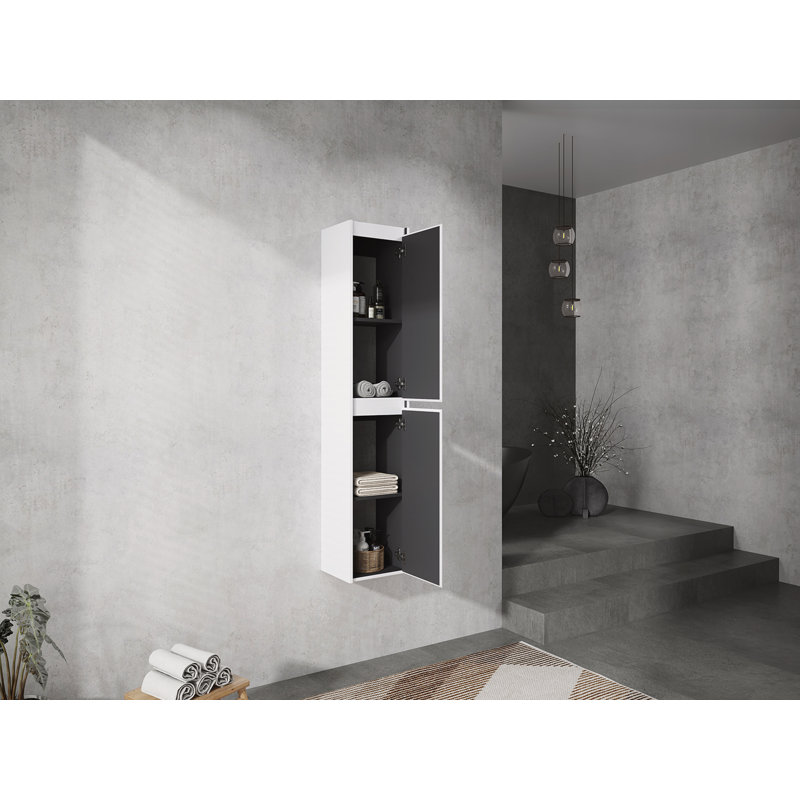 Float Mounting Design Bathroom Side Cabinet, White